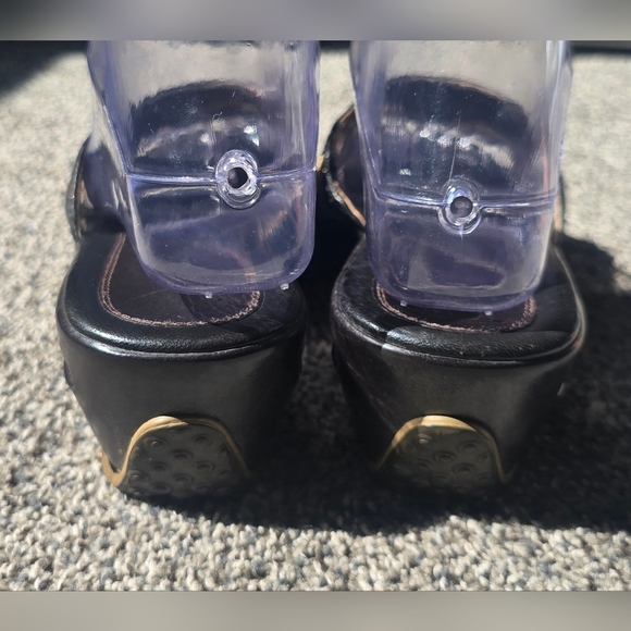 Cole Haan Black Brown Leather Wedge Slide Sandals Size 6 - Picture 5 of 9